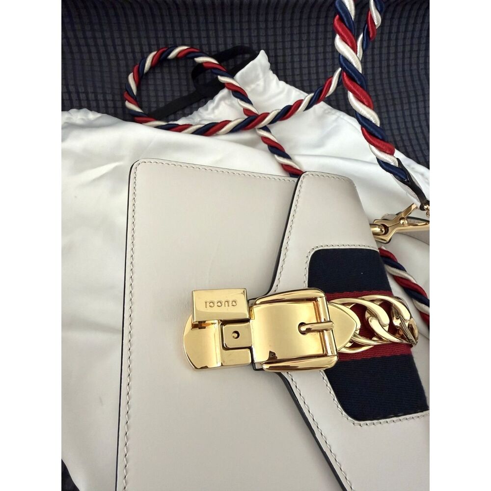 Gucci Mini Sylvie - Top Handle Bag White Calfskin - w/Dust Bag - Picture 6 of 8